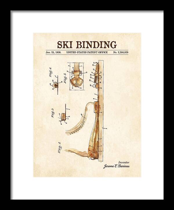 Ski Binding Watercolor Patent Us2208829a