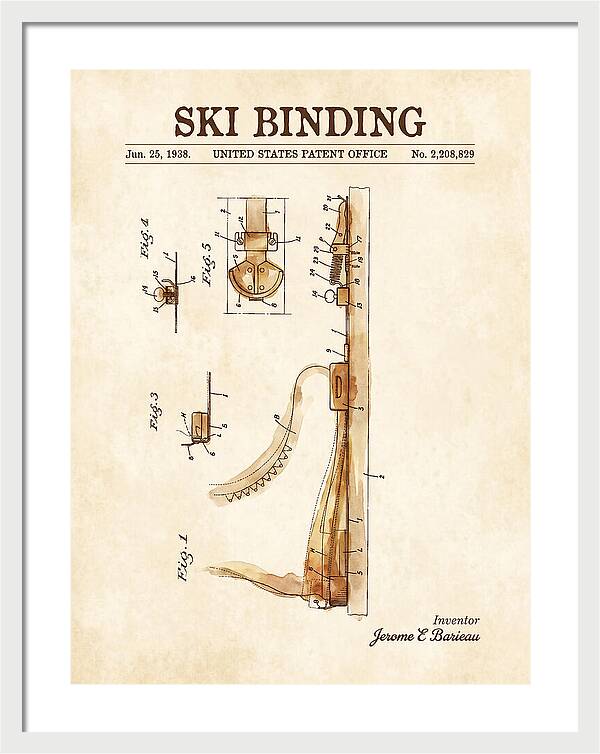 Ski Binding Watercolor Patent Us2208829a