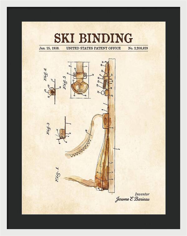 Ski Binding Watercolor Patent Us2208829a