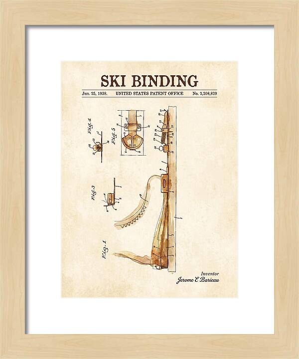 Ski Binding Watercolor Patent Us2208829a