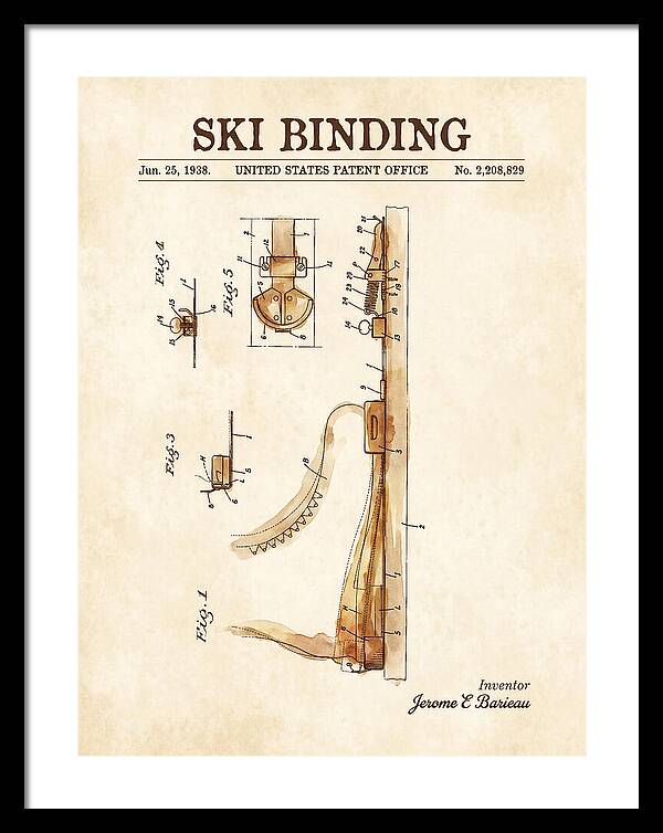 Ski Binding Watercolor Patent Us2208829a