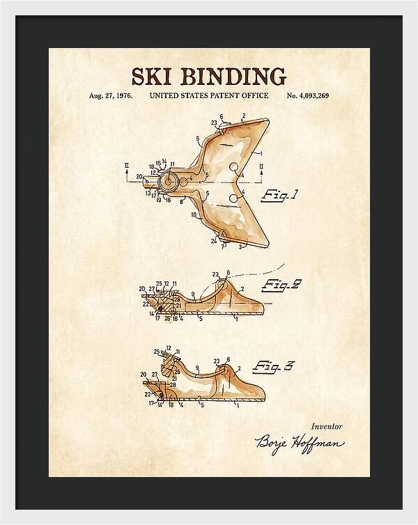 Ski Binding Watercolor Patent Us4093269a