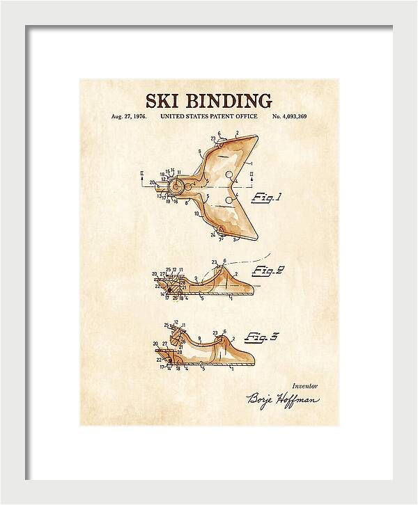 Ski Binding Watercolor Patent Us4093269a