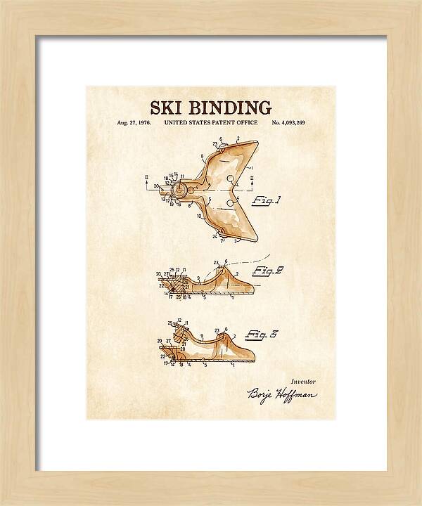 Ski Binding Watercolor Patent Us4093269a