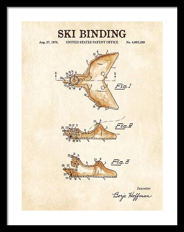 Ski Binding Watercolor Patent Us4093269a