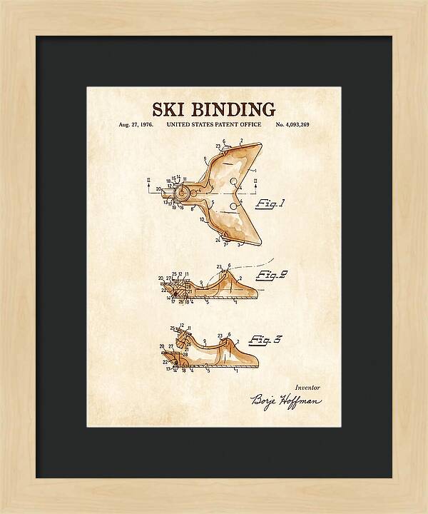 Ski Binding Watercolor Patent Us4093269a