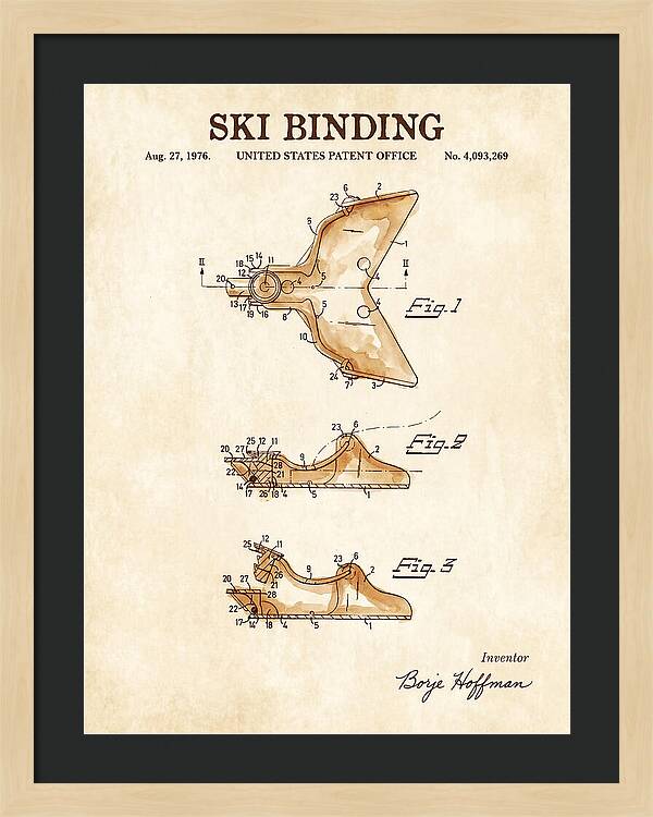 Ski Binding Watercolor Patent Us4093269a