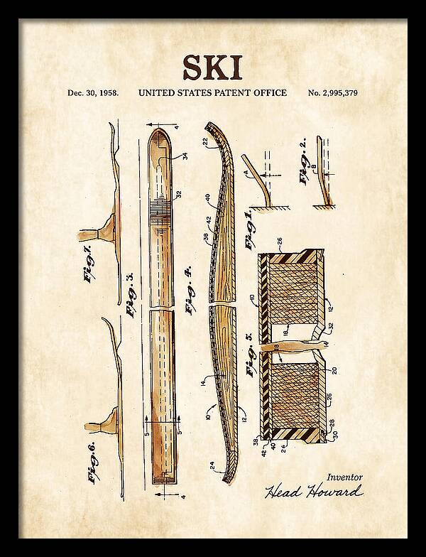 Ski Head Watercolor Patent Us2995379a