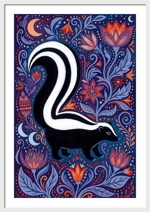 Skunk Among Floral Patterns