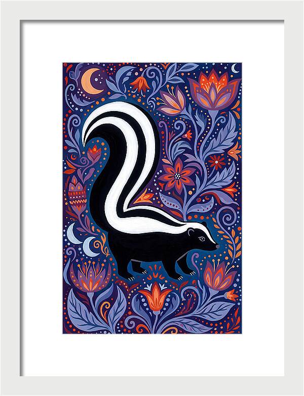 Skunk Among Floral Patterns