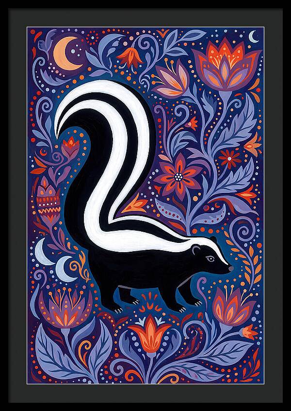 Skunk Among Floral Patterns