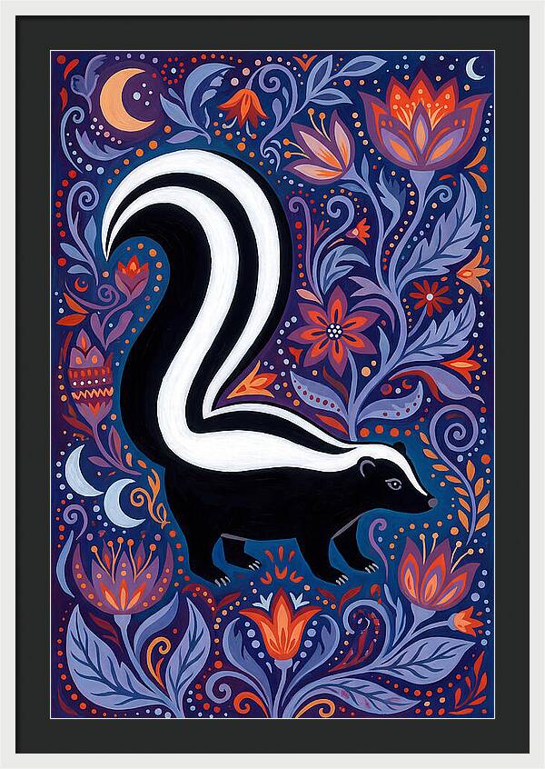 Skunk Among Floral Patterns