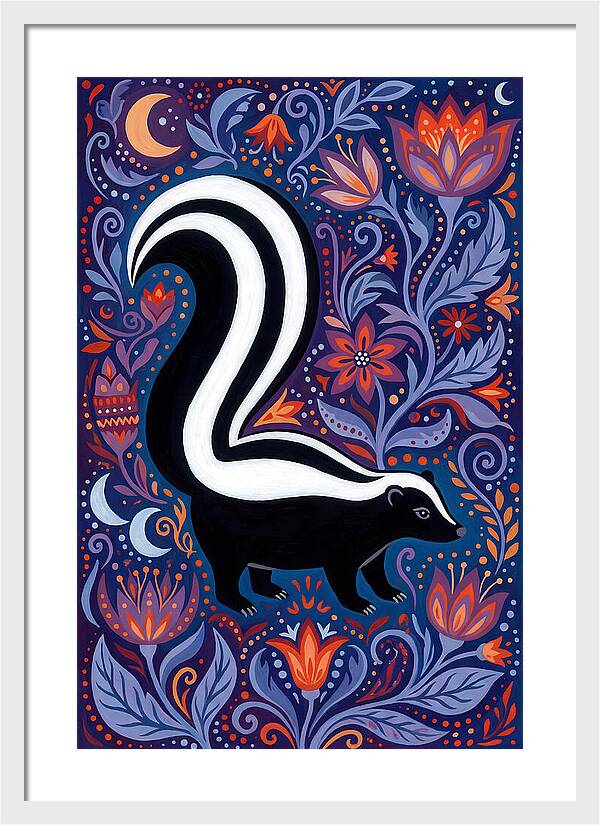 Skunk Among Floral Patterns