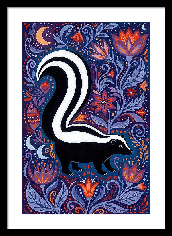 Skunk Among Floral Patterns