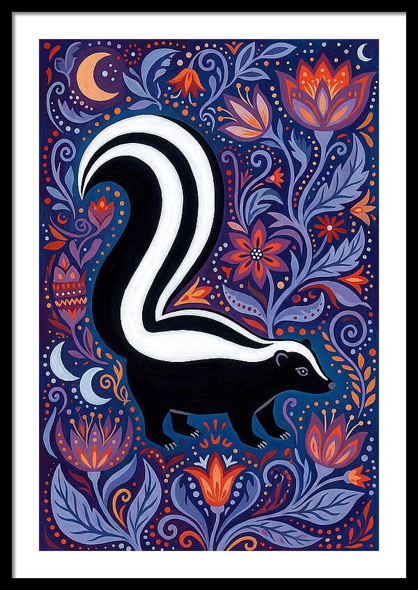 Skunk Among Floral Patterns