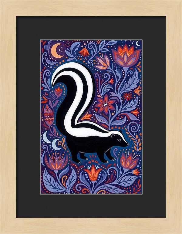 Skunk Among Floral Patterns
