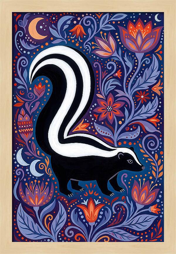 Skunk Among Floral Patterns