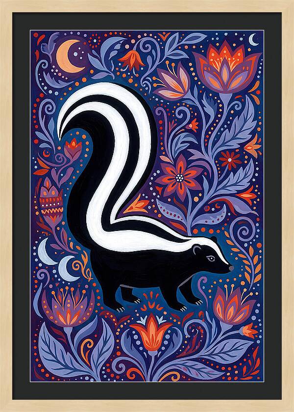 Skunk Among Floral Patterns