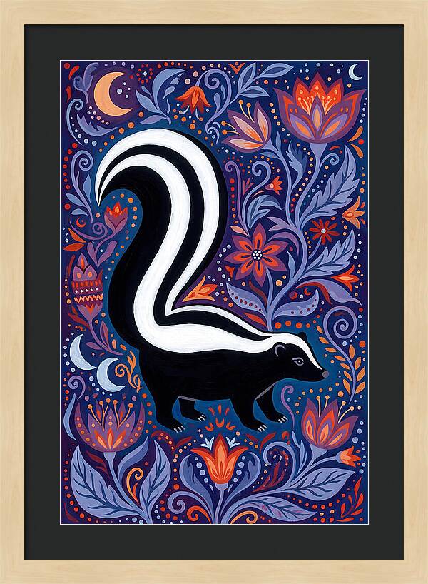 Skunk Among Floral Patterns