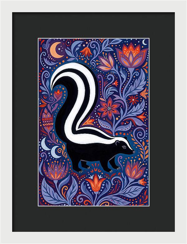 Skunk Among Floral Patterns
