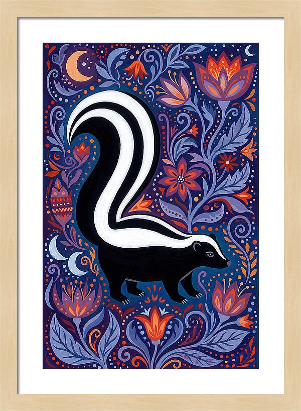 Skunk Among Floral Patterns