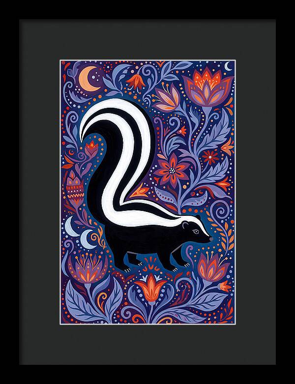 Skunk Among Floral Patterns