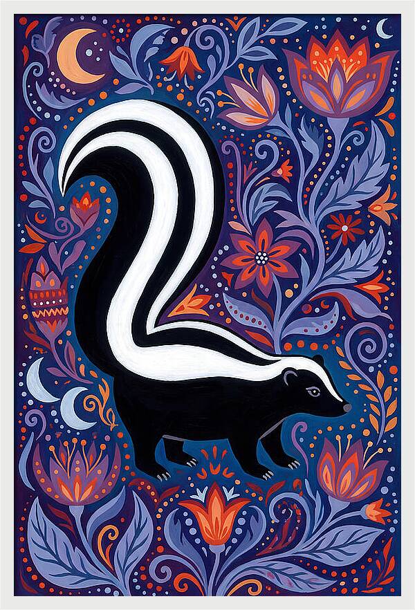 Skunk Among Floral Patterns