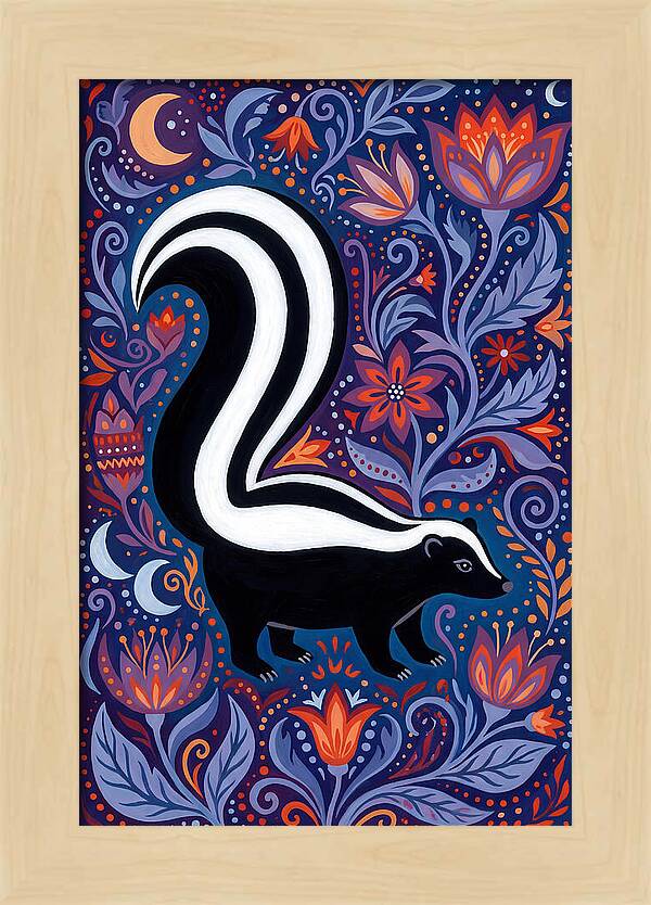 Skunk Among Floral Patterns