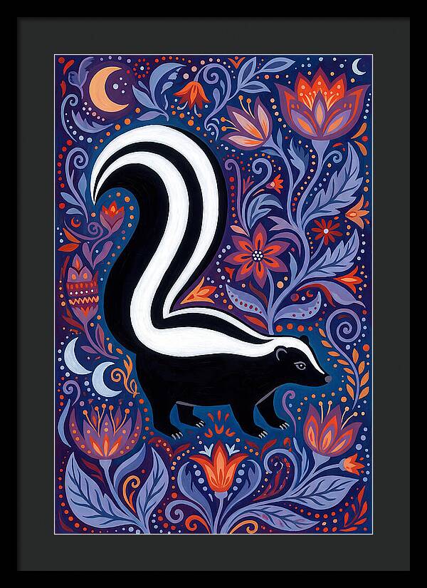 Skunk Among Floral Patterns