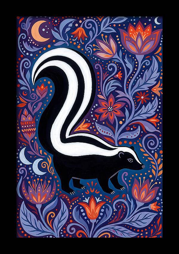 Skunk Among Floral Patterns
