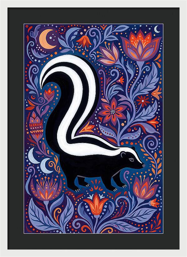 Skunk Among Floral Patterns