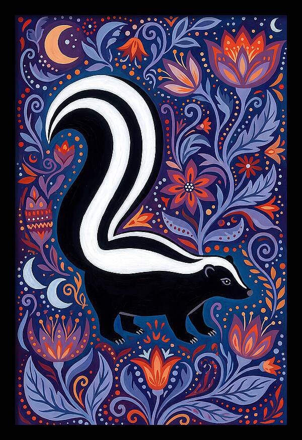 Skunk Among Floral Patterns