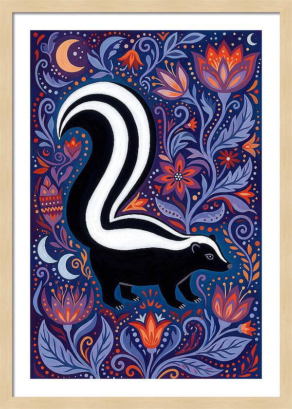 Skunk Among Floral Patterns