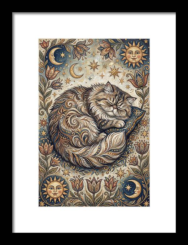 Sleeping Cat In Folk Style
