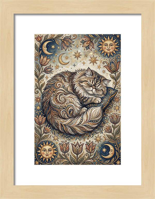 Sleeping Cat In Folk Style