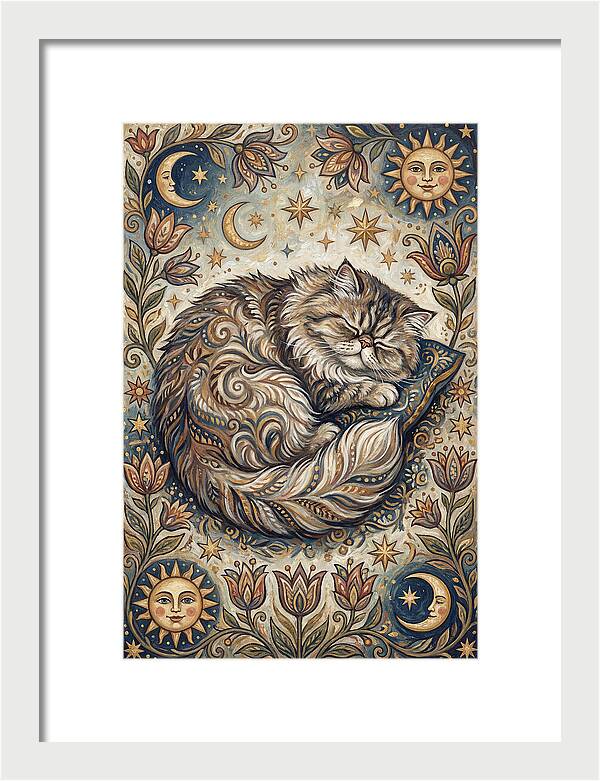 Sleeping Cat In Folk Style