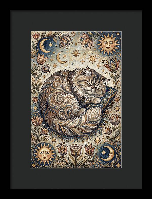 Sleeping Cat In Folk Style