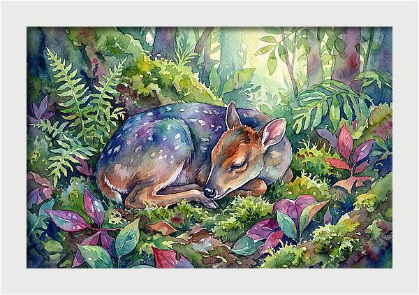 Sleeping Duiker In Lush Forest