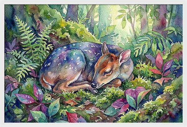 Sleeping Duiker In Lush Forest