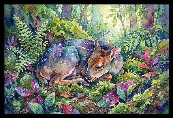 Sleeping Duiker In Lush Forest