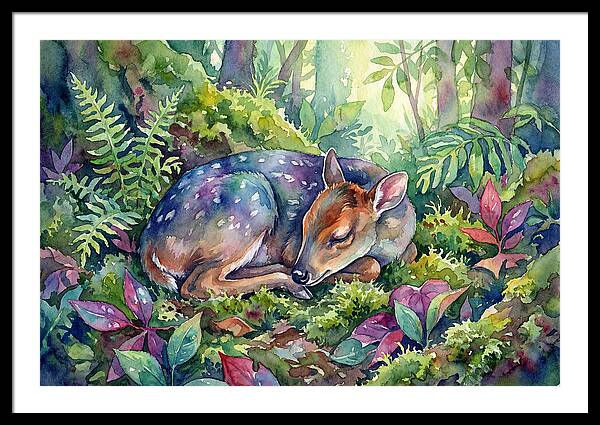 Sleeping Duiker In Lush Forest
