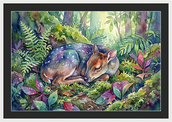 Sleeping Duiker In Lush Forest