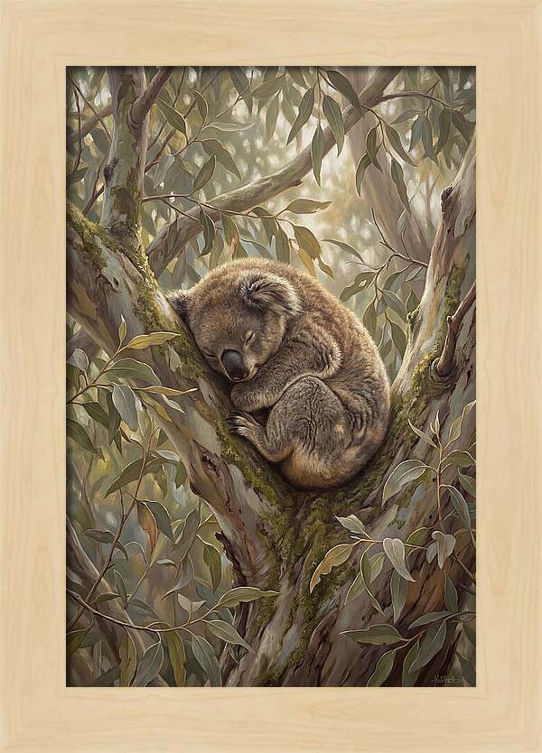 Sleeping Koala In Eucalyptus Tree