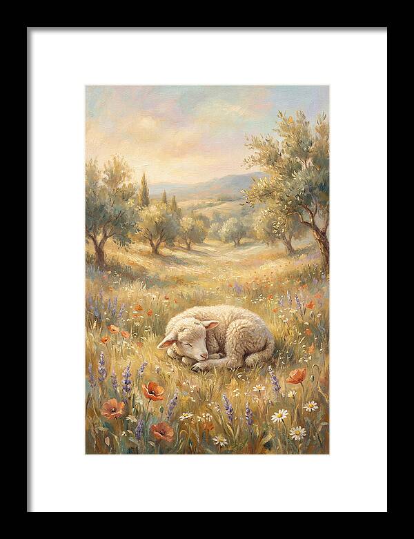 Sleeping Lamb In A Meadow