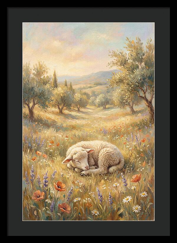 Sleeping Lamb In A Meadow