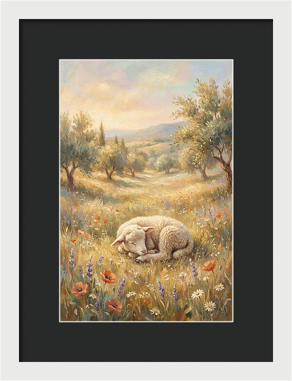 Sleeping Lamb In A Meadow