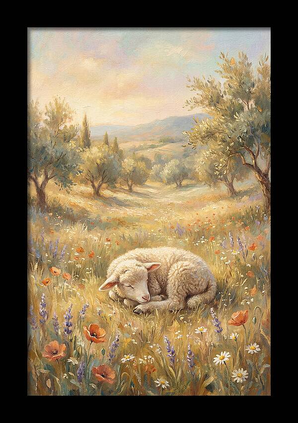 Sleeping Lamb In A Meadow