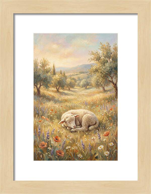 Sleeping Lamb In A Meadow