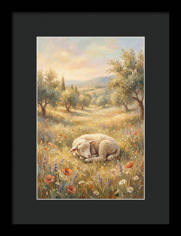 Sleeping Lamb In A Meadow
