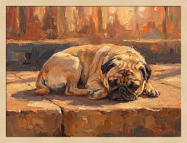 Sleeping Pug In The Sun